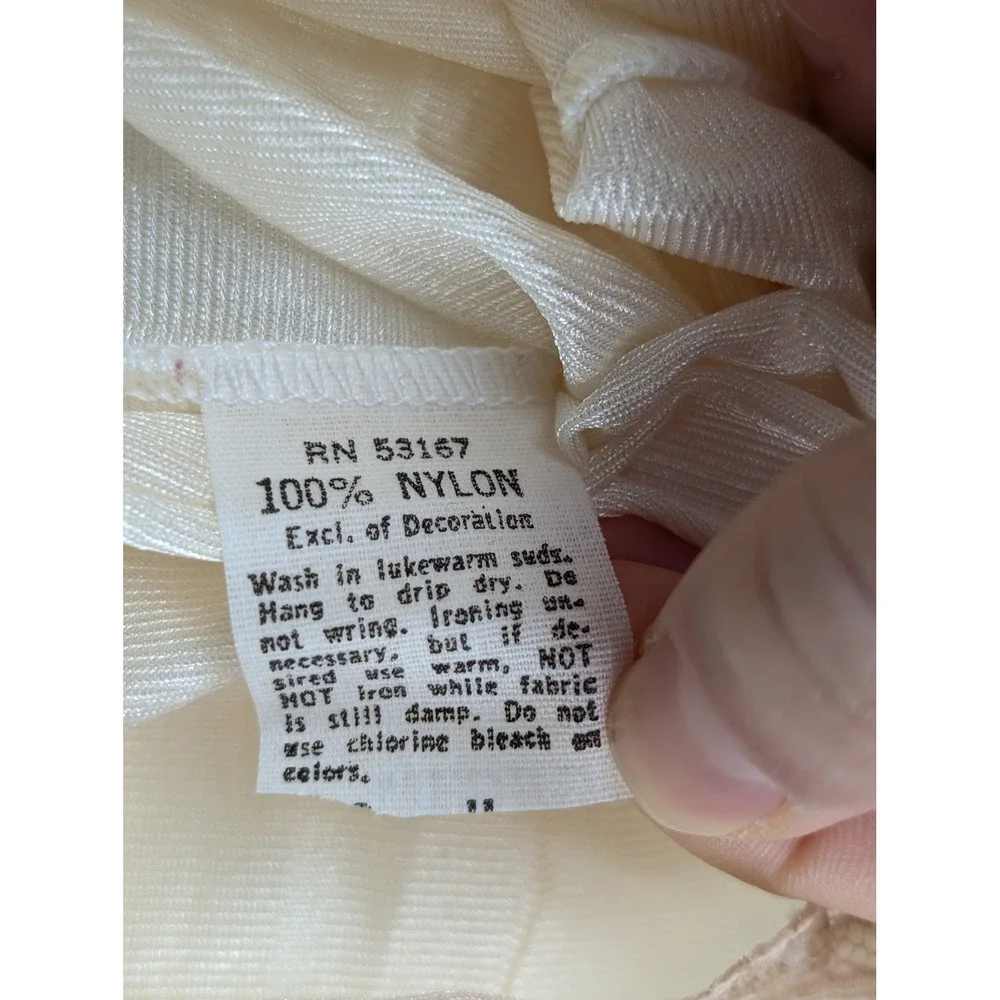 Vintage 80s Lace Trim Half Slip 26" Skirt Size S Cream Ivory Elastic Waist Retro - Picture 6 of 7